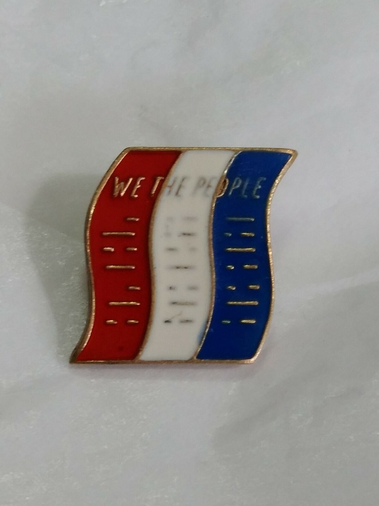 We The People Tiny Scroll Lapel Hat Jacket Pin Red White & Blue July 4