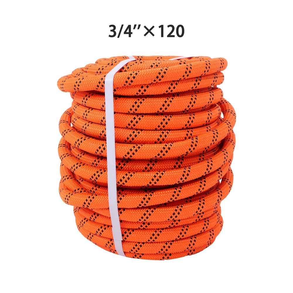 Orange & Black Arborist Double Braid Polyester 48-Strand Arborist Rigging Rope