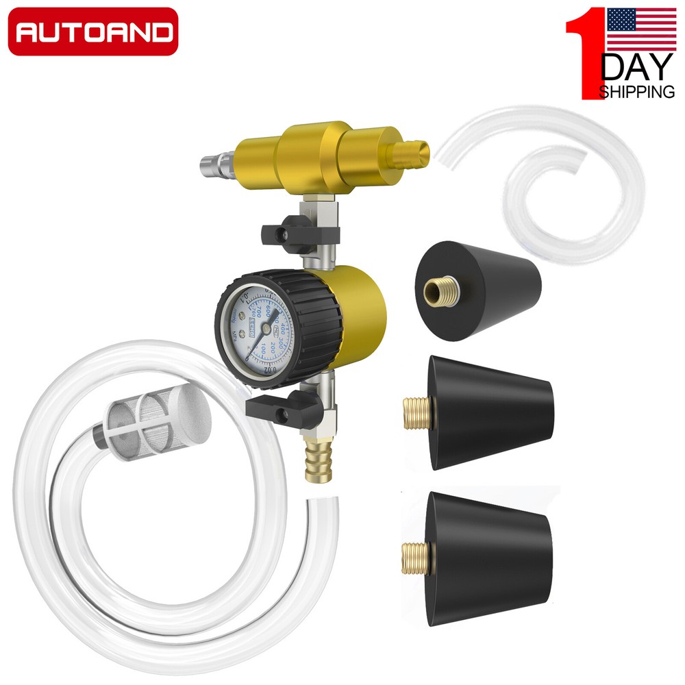 Cooling System Purge Radiator Coolant Refill Tool Kit Vacuum Leak Test 3 Adapter