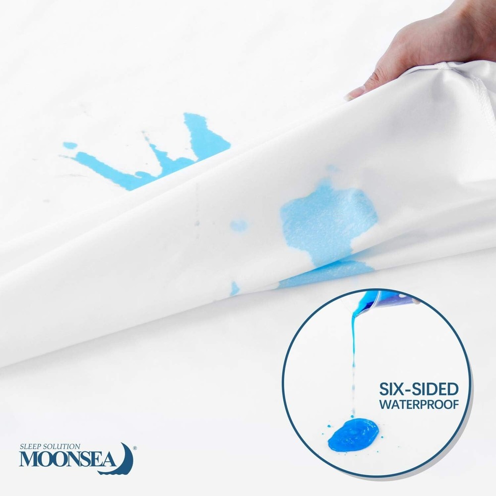 4-Pack Twin Waterproof Mattress Protector 6-Side Zippered Box Spring Encasement