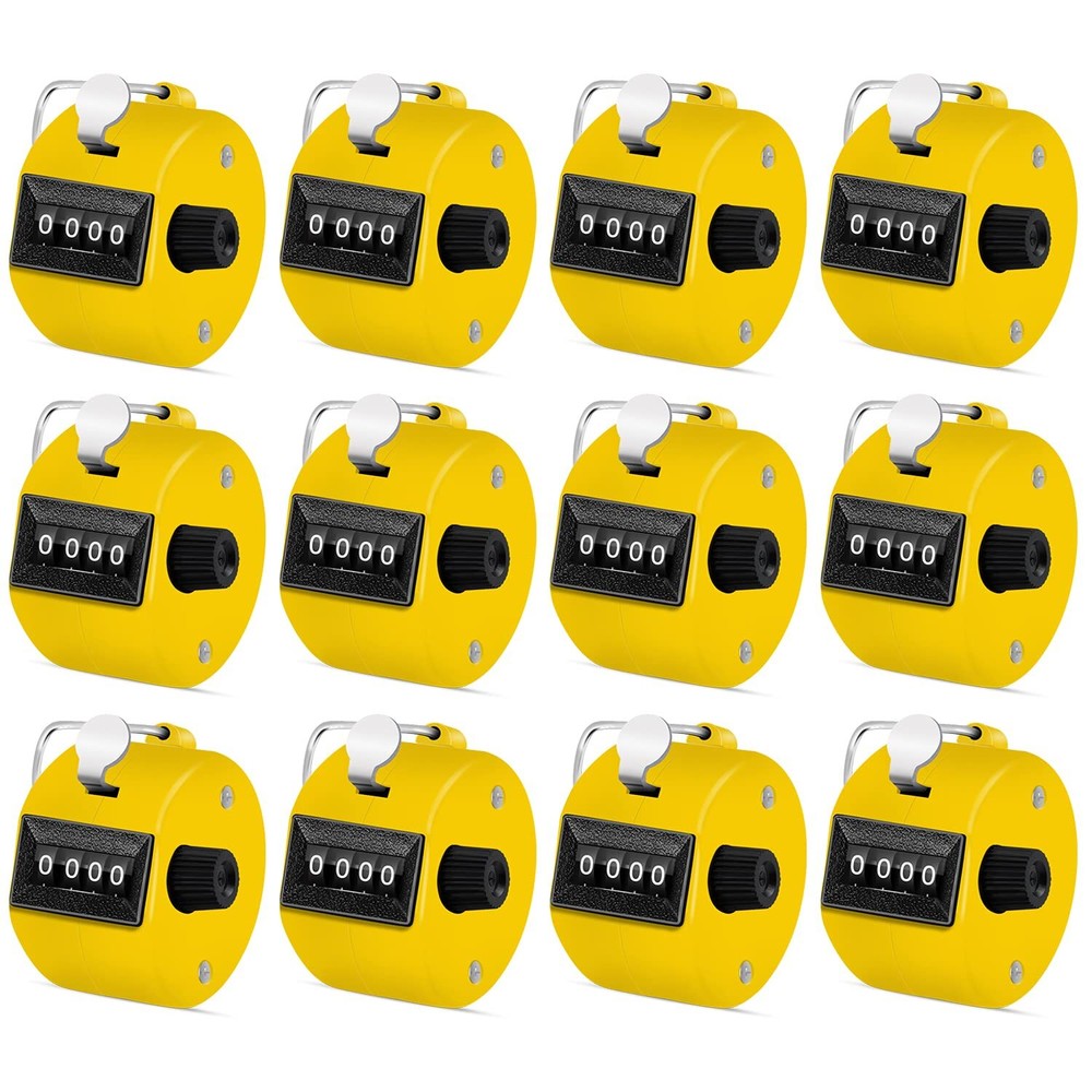 12 Pack Hand Tally Counter 4-Digit Lap Counter Clicker with Finger Ring