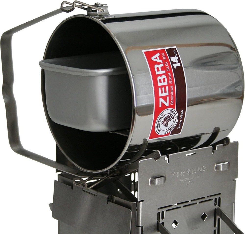Stainless Steel Zebra Loop Handle Pots w/ Locking Lid - Allows Stacking Together