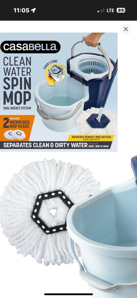 Casabella Clean Water Spin Mop with Extra Refill