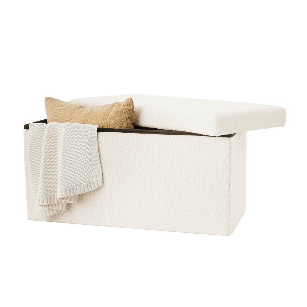 30" Collapsible Storage Ottoman Cream