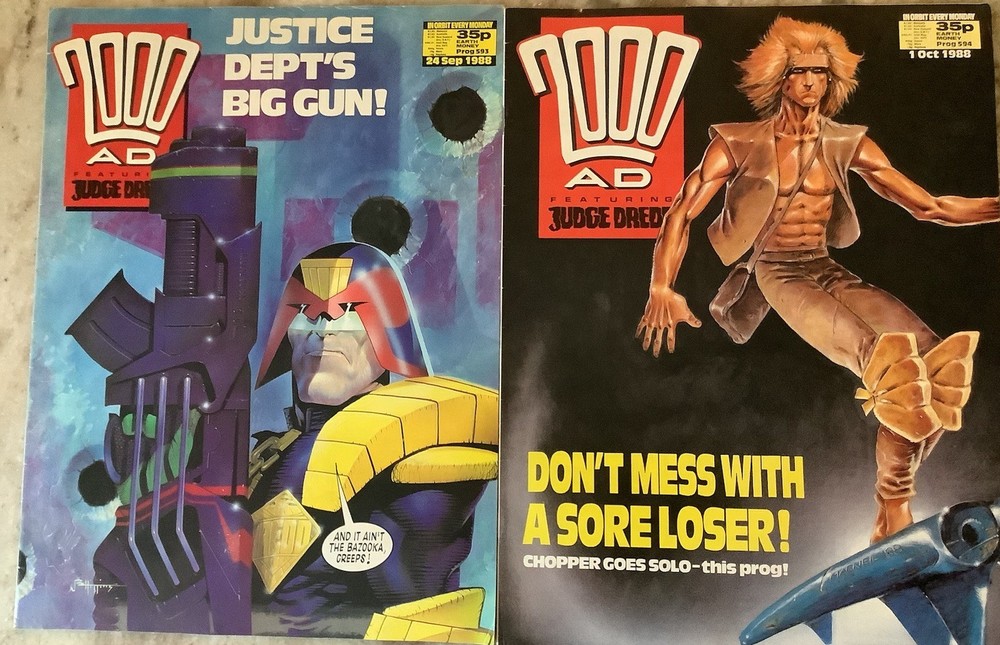 2000 A.D. Featuring Judge UK Program 593, 594 Comic Magazines 1988
