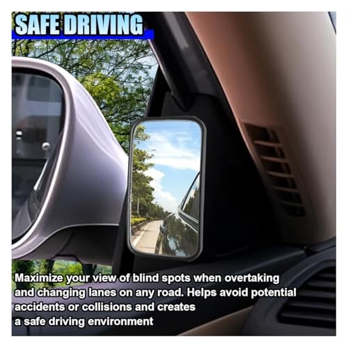 2PCS Rectangular Car Blind Spot Mirror, 3.5" x 2" 360° Rotate Rectangle/Black
