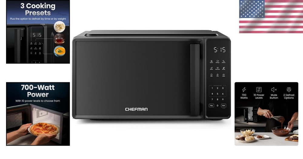 Space-Saving Microwave - 700W, Child Safety Lock, Eco Mode