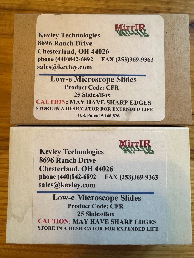 Kevley Technologies MirrIR Low-e Microscope slides, 2 boxes