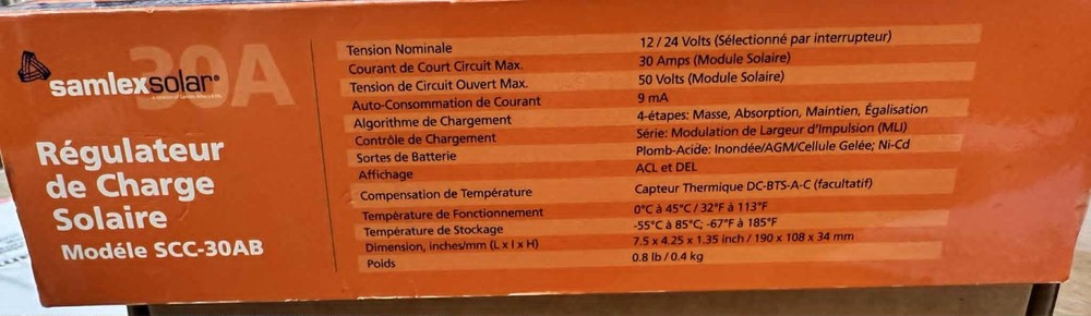 Samlex Solar SCC-30AB Charge Controller