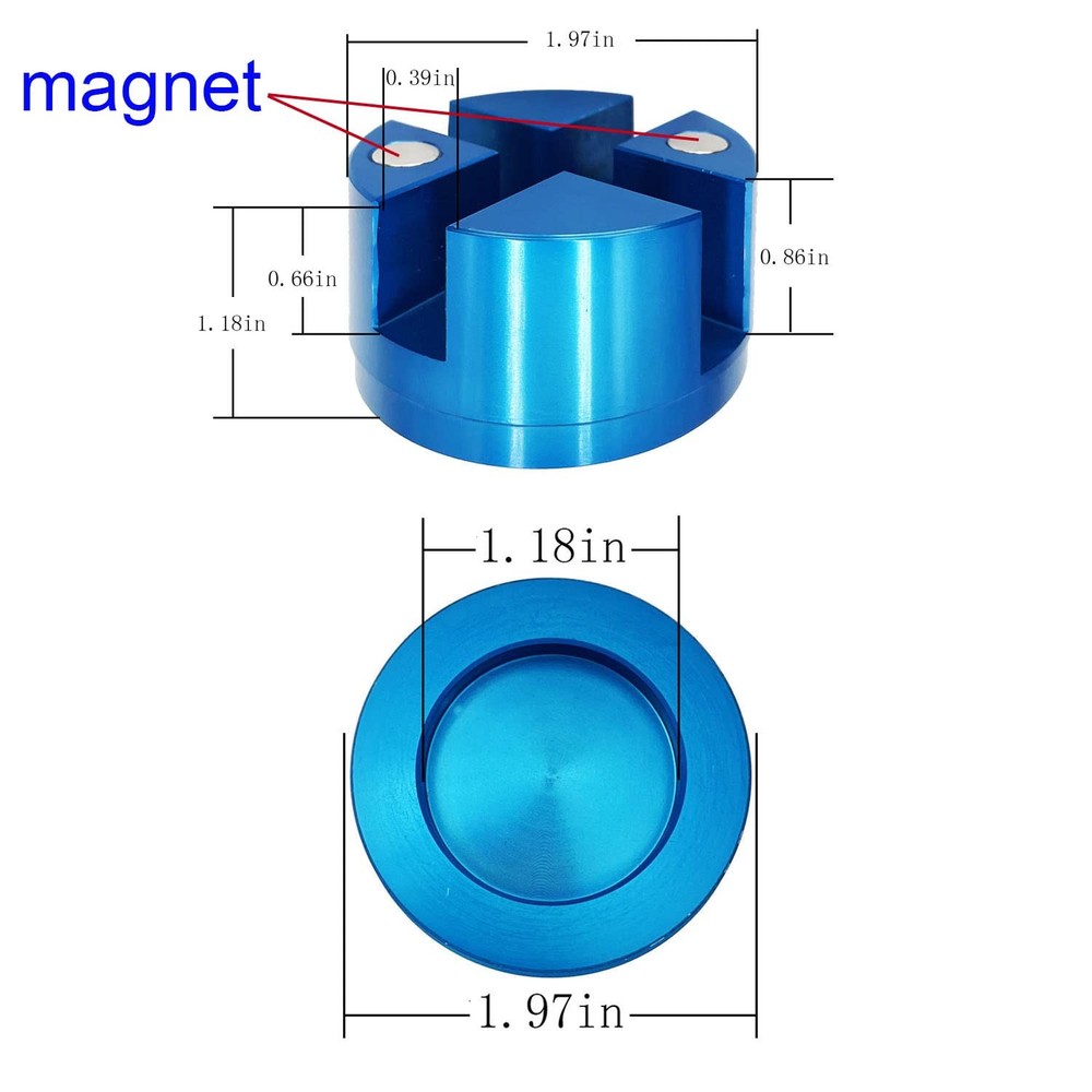 Magnetic Jack Pad Slotted Frame Rail Protector Blue