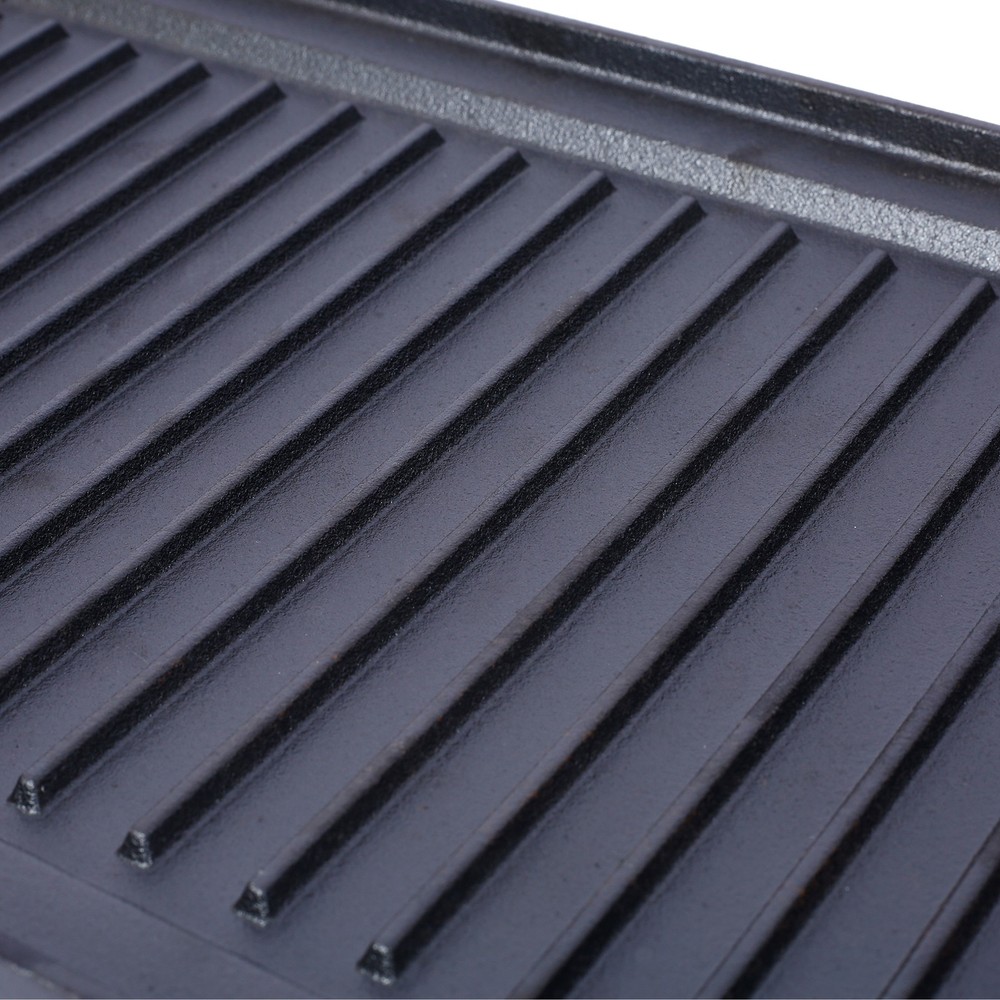 Iron Reversible Rectangular Grill/Griddle Black 20“ x 10” BBQ Flat Stove Top US
