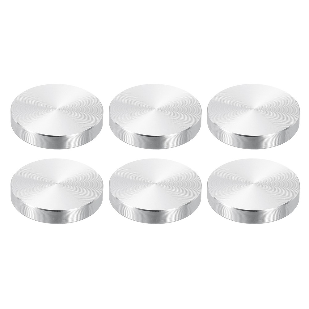 40mm Round Shape Aluminum Disc, 6 Pack M8 Thread Hardware Aluminum Disc, Silver