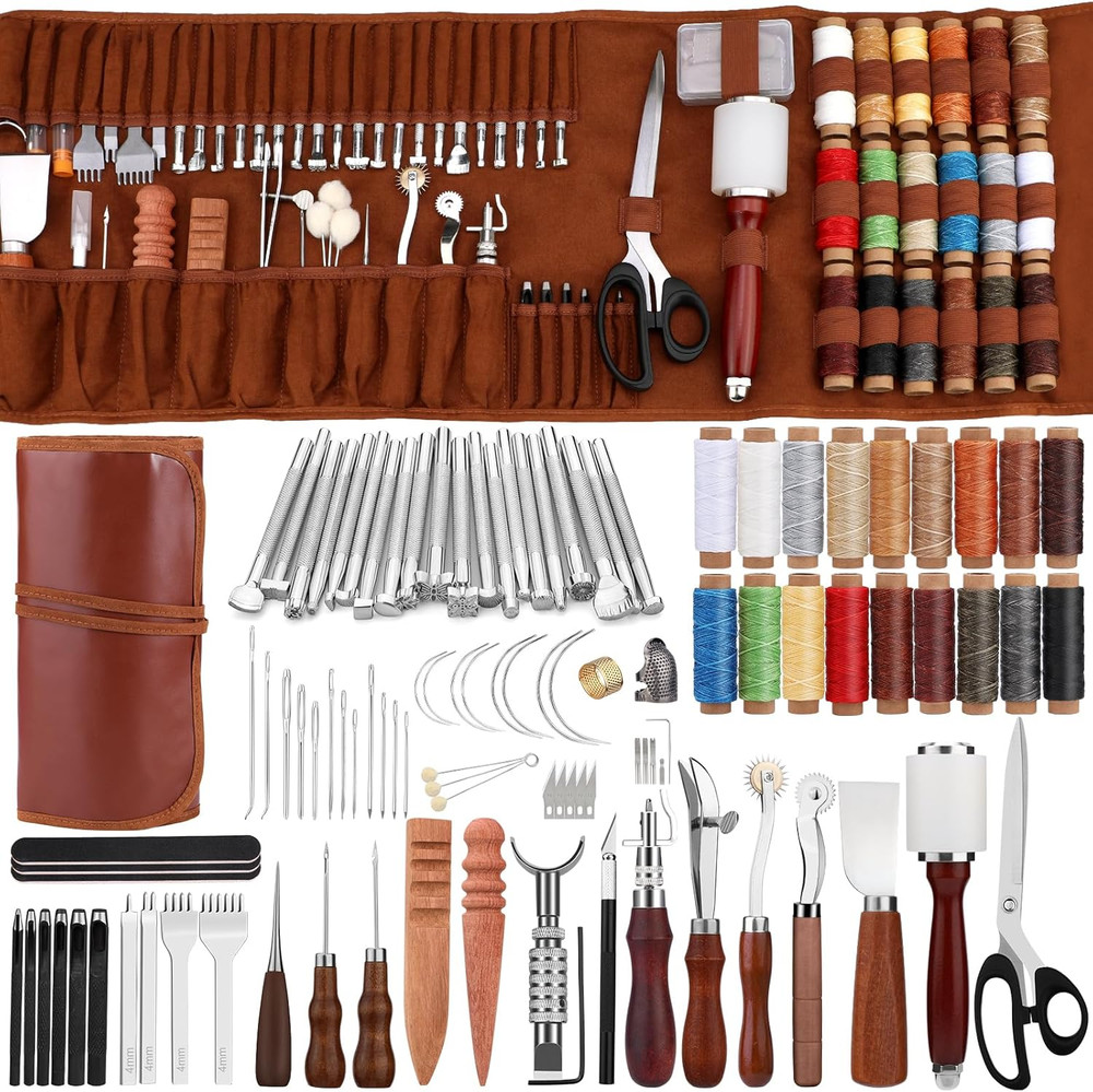 Leather Working Tool Leatherworking Tool Kit with Custom Storage Bag for Carving