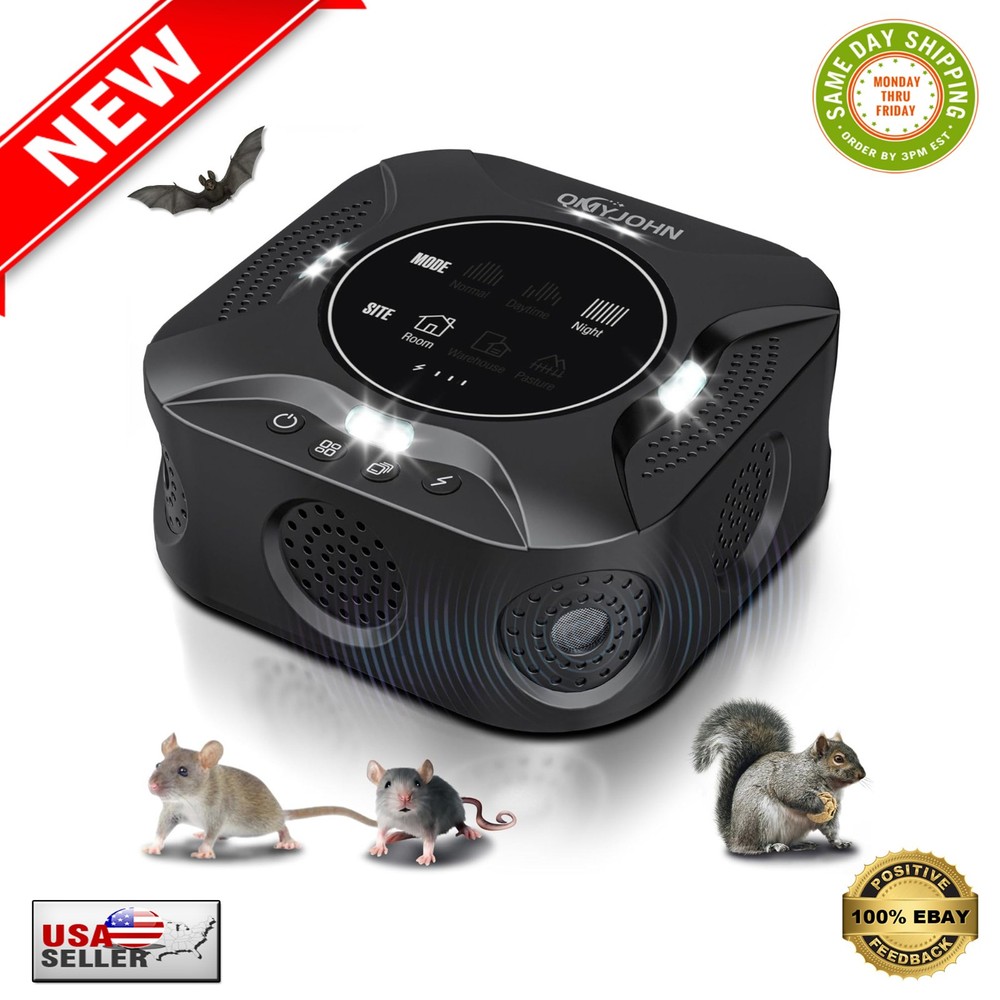 LED Display-Ultrasonic Pest Repeller with LED Strobe Light Multi-Mode - NEW