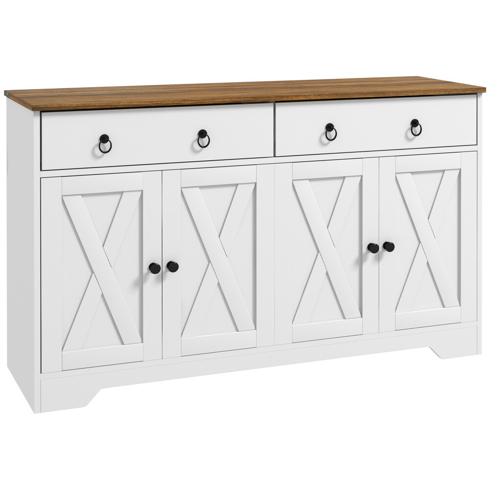 Sideboard Buffet Cabinet w/2 Drawers&2 Storage Cabinets&4 Doors&Adjustable Shelf