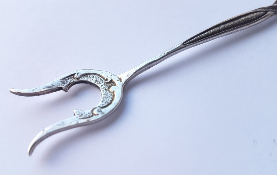 Fork/ Serving fork/ Lemon fork, Flower/ Edelweiss, 800 Silver, around 1900 L582