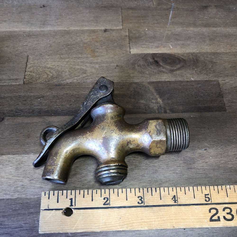 Vintage Locking Brass Spigot ValveFaucet Steampunk-Nat. Brass