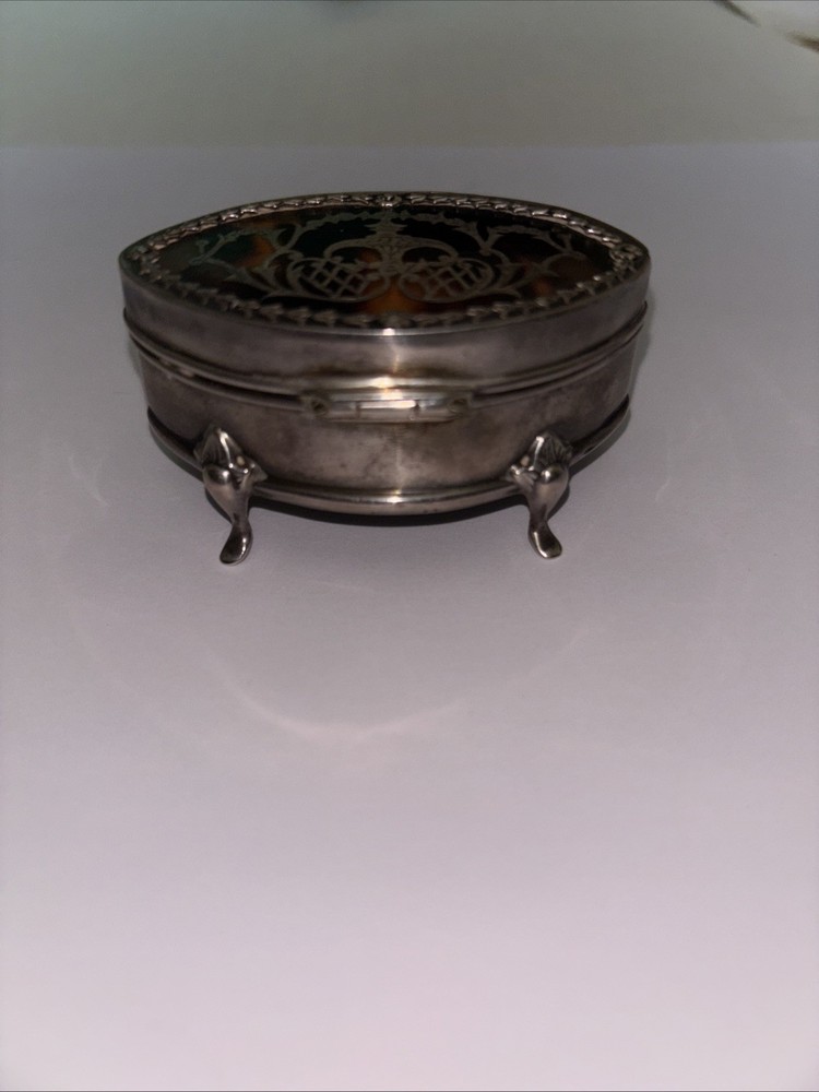 Antique English Sterling Silver Oval Pill Box