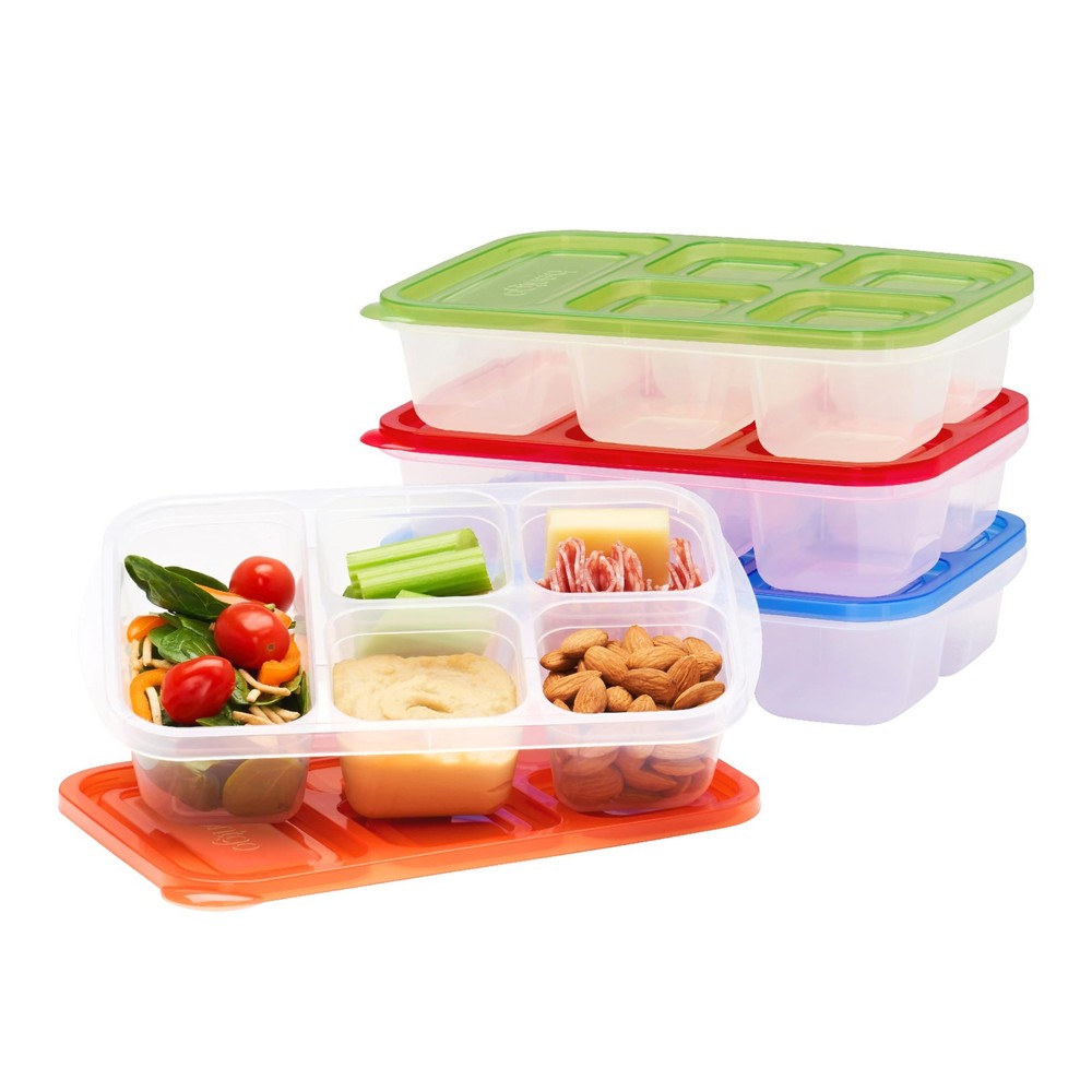 Easyboxes - Reusable 5-Compartment Food Containers, Stackable 8-Piece Set, 4 ...