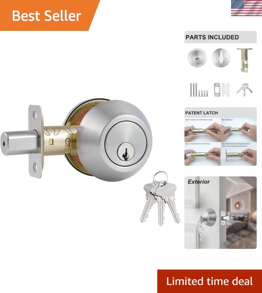 Satin Nickel Single Cylinder Deadbolt Lock - Ultimate Exterior Security Solution