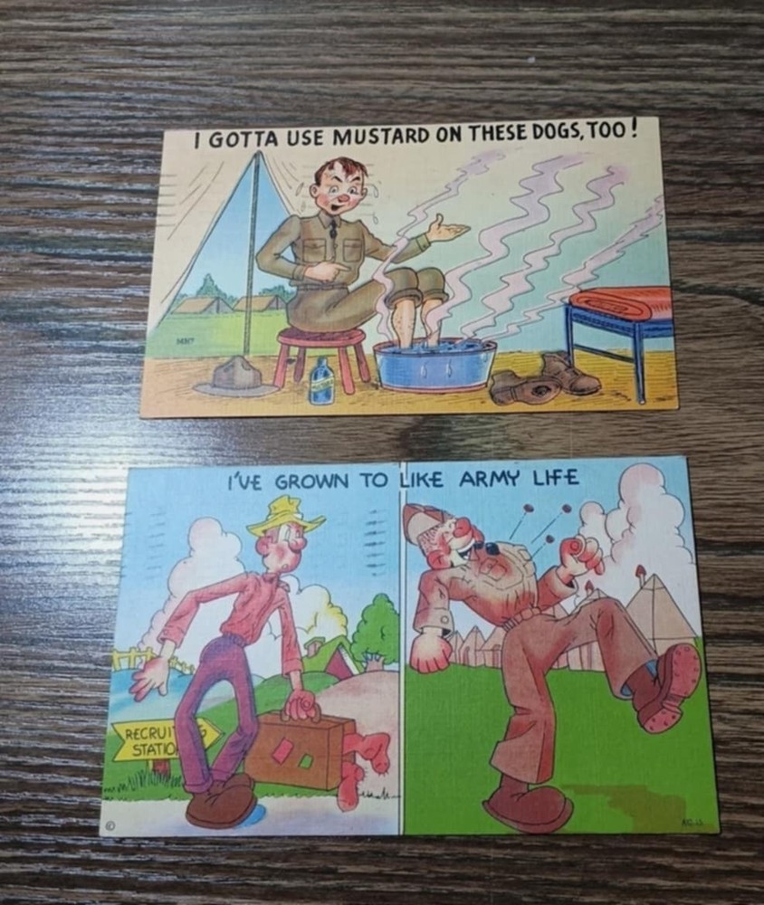 2 World War 2 Humorous Post Cards Super Rare