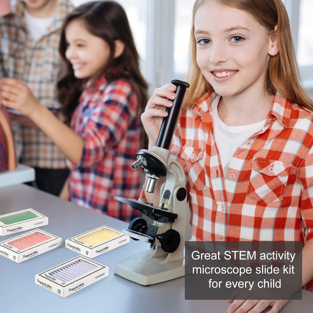 Clear Observation with 48 Biological Microscope Slides - Kid-Friendly Science