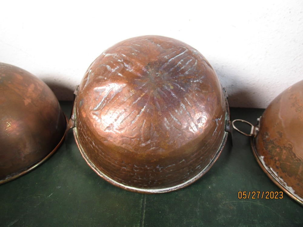 3 Vintage Copper Pots