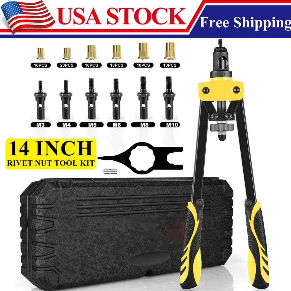 14'' Rivet Gun Kit Rivnut Thread Setting Tool Nut Setter NutSert Metric 70PCS