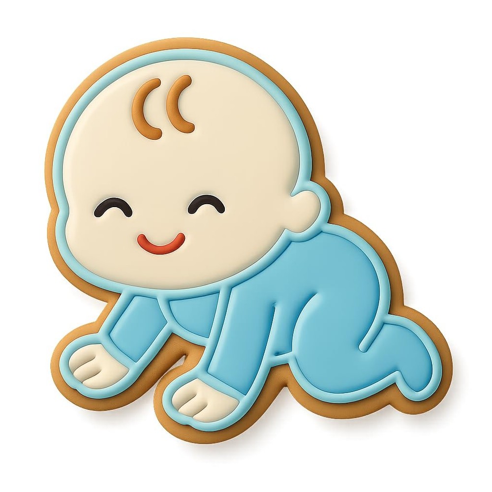 Chibi Crawling Cookie Cutter & Stamp - 4x3.5 Fun Kitchen Baking