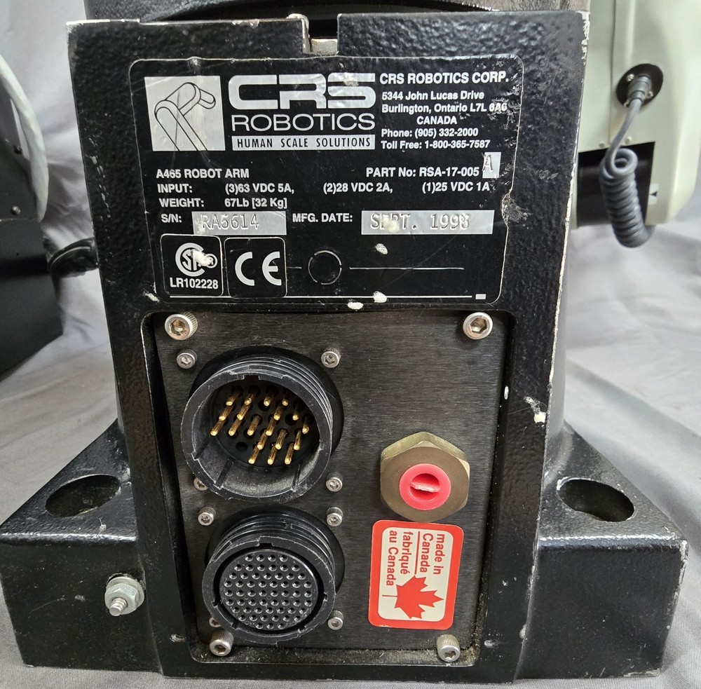 CRS Robotics A465 Robot Arm, A465 Controller, Cables, *AS IS*