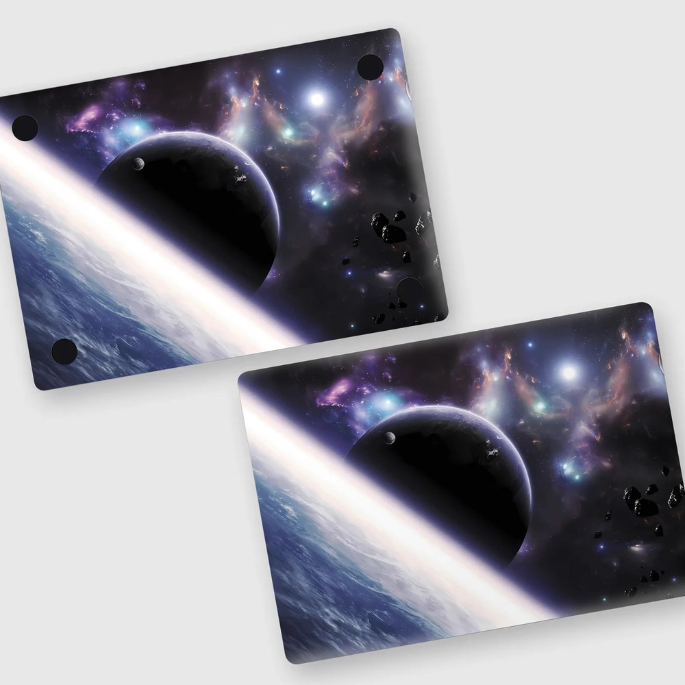 2pcs Space Nebula Galaxy Laptop Sticker Removable Decal Scratch Resistant Case