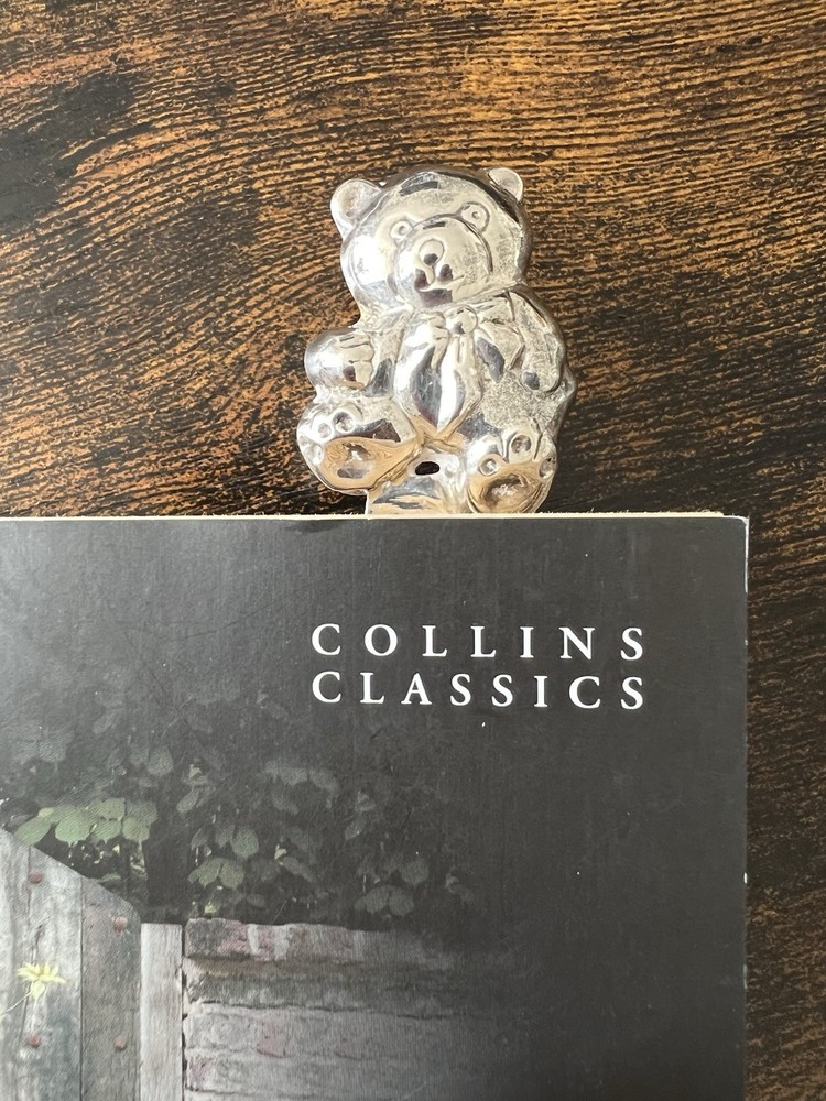Sterling 925 Solid Silver Teddy Bear Bookmark 9.5cm Booktok Beautiful Gift
