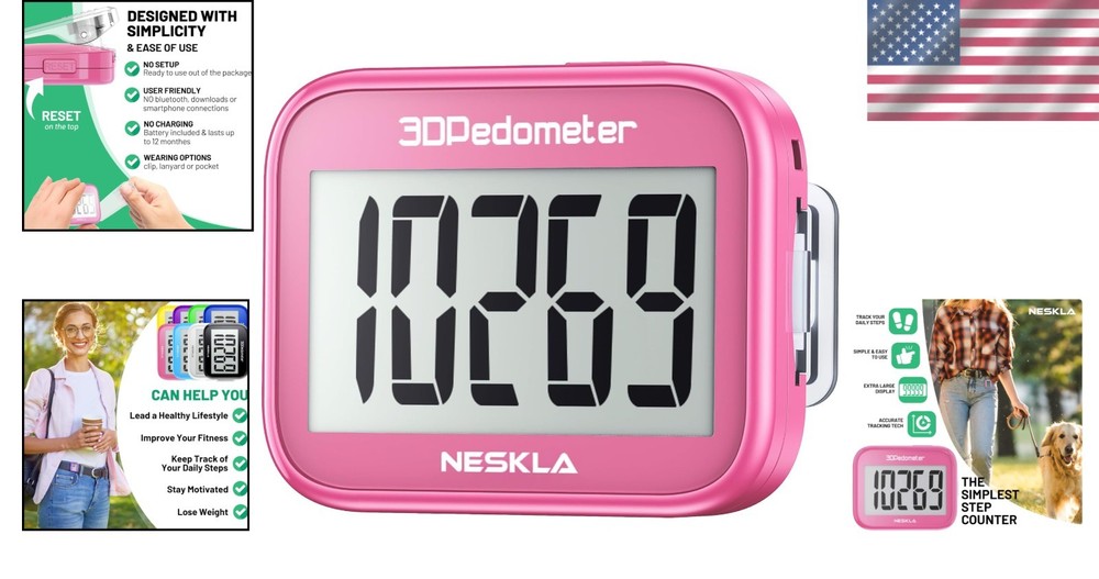 Reliable 3D Step Tracker: No Bluetooth, Just Accurate Steps and Large Display