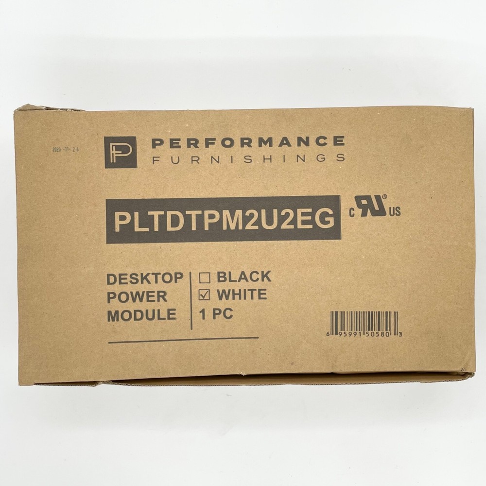 Performance Furnishings PLTDTPM2U2EG Desktop Power Module White
