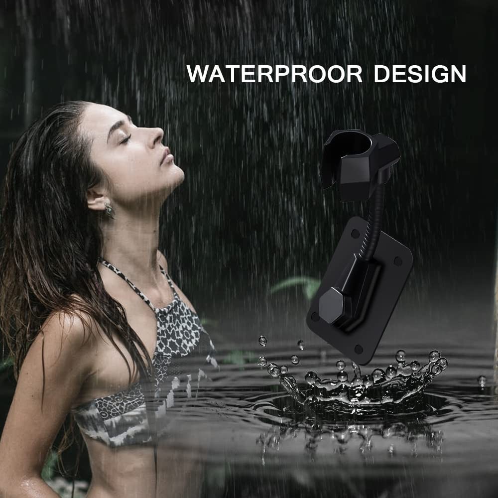 Shower Head Holder Strong Adhesive 360 Degree Rotatable Adjustable Black