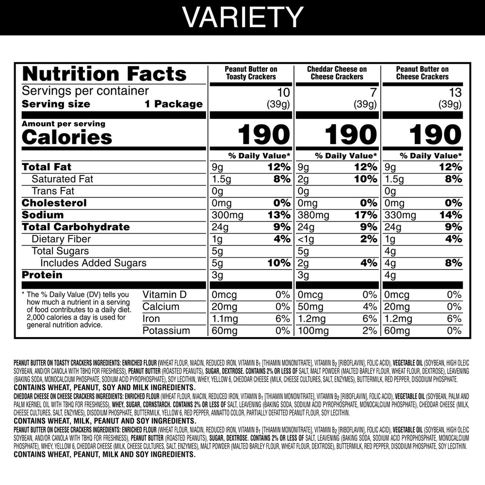 Variety Pack Sandwich Crackers Single Serve Snack Crackers 30 Count