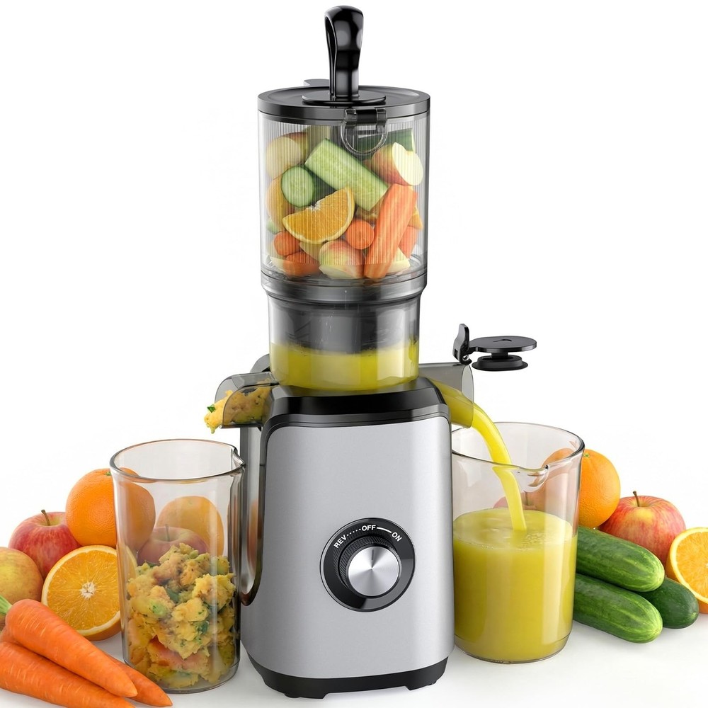 Cold Press Juicer Machines, Masticating Juicer with High Juice Yield, Reverse...