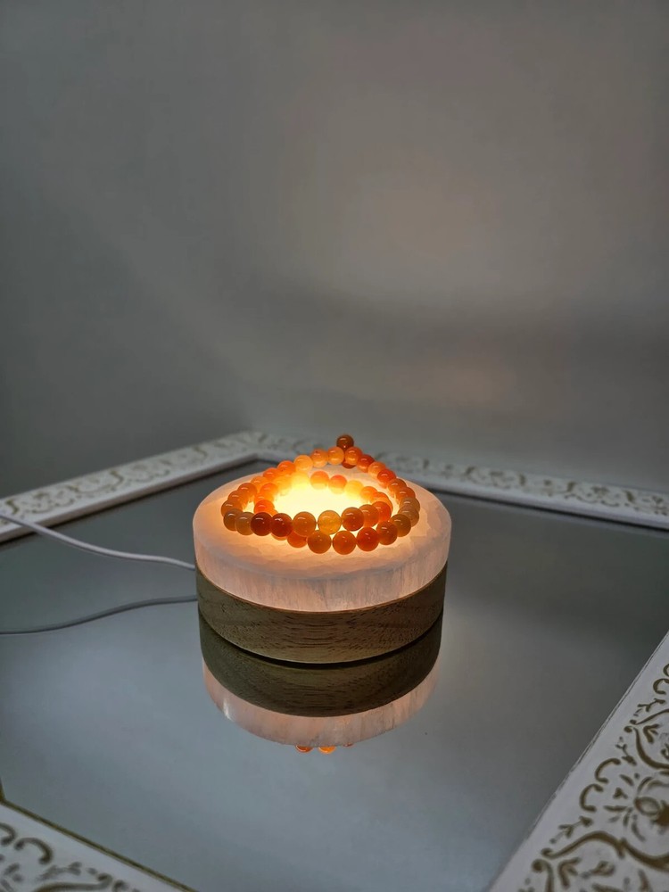 Handmade Selenite Lamp + LED Base