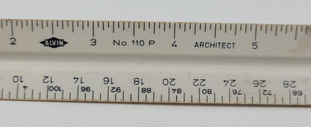 Alvin No. 110P Precise Triangle Architect Drafting Scale Ruler West Germany 12"