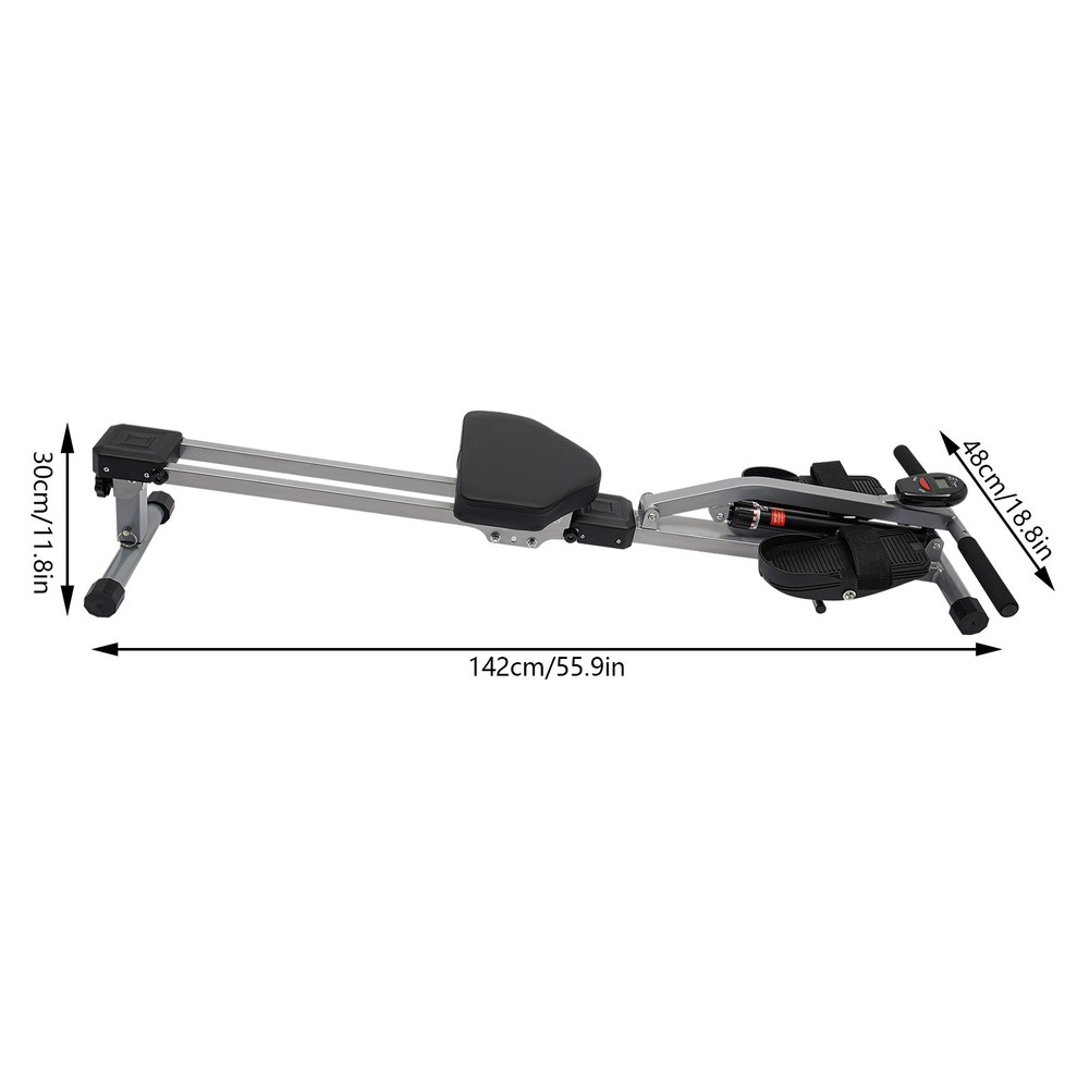 Foldable Rowing Home Rowing Exercise Machine Hydraulic Rowing Machine LED Meter