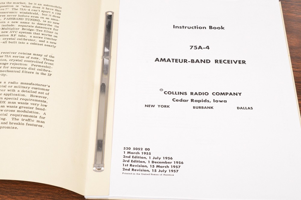 ORIGINAL MINT COLLINS 75A-4 RECEIVER INSTRUCTION BOOK MANUAL