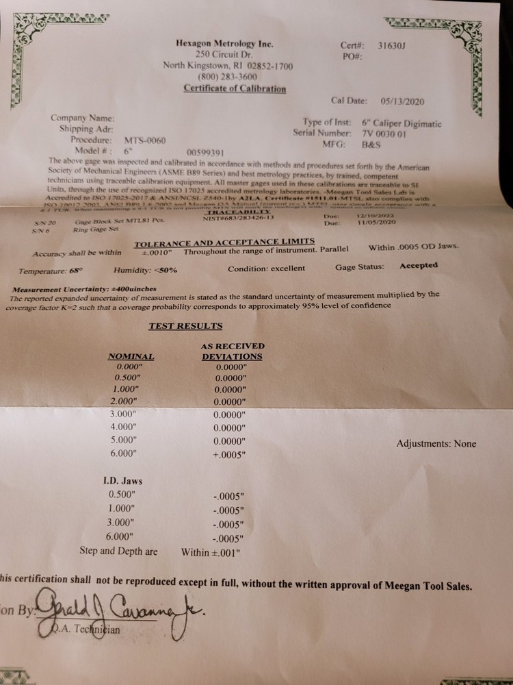 Brown and Sharpe Electronic Calipers