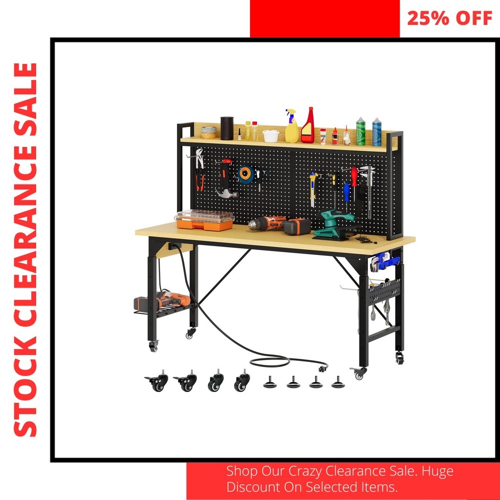 Garage Workbench Rolling Adjustable Tool Table