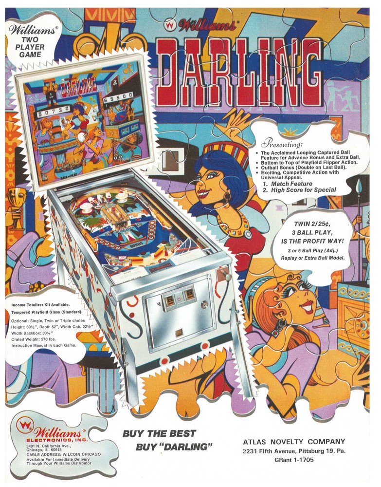 Darling Williams Pinball Flyer / Brochure/ Ad