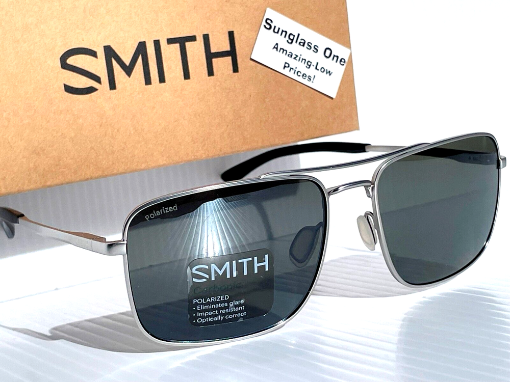 Smith Optics OUTCOME Matte Silver Carbonic POLARIZED Platinum Mirror Sunglass