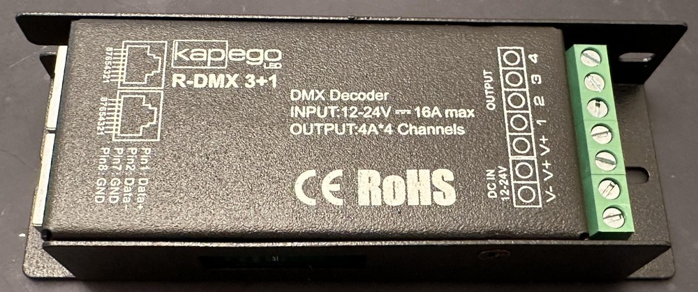 LED DMX Decoder (Controller / Dimmer) Kapego R-DMX 3+1 - New