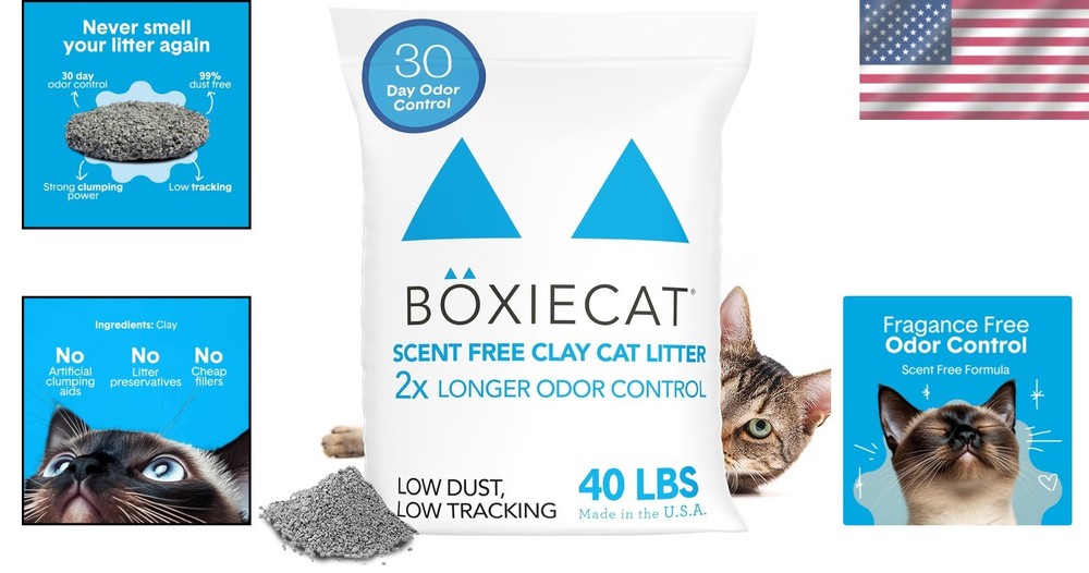 Boxie Unscented Long-Lasting Clumping Cat Litter 40 lb=