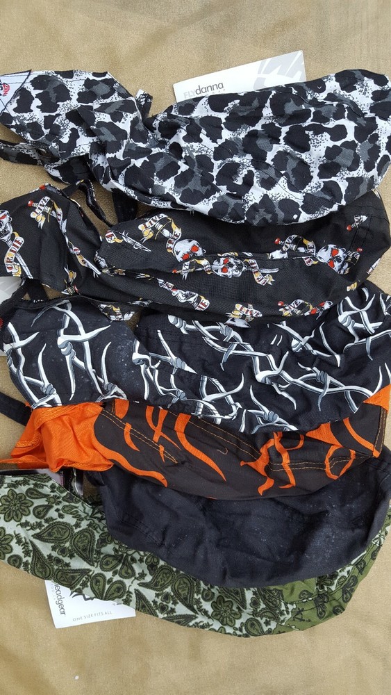 BIKER Motorcycle HEAD WRAPS SKULL CAP DOO RAG 6 pc RANDOM Assorted Patterns NOS