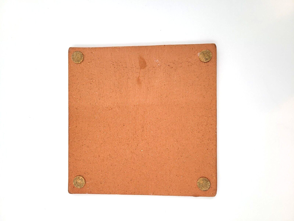 Tile Trivet Fish 6" Square Clay Art Hand Painted