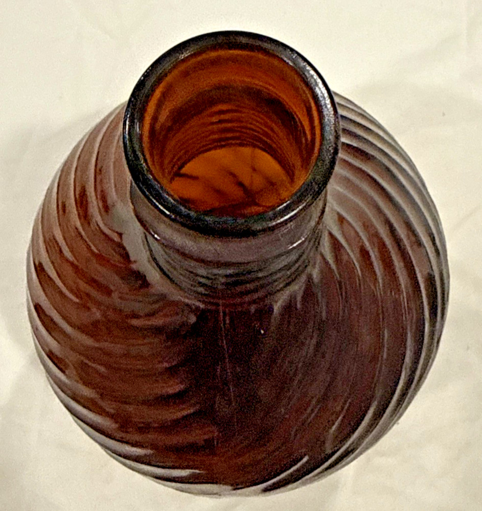 Vintage Large Duraglass Amber Bottle Swirl Pattern Rustic Primitive Decor